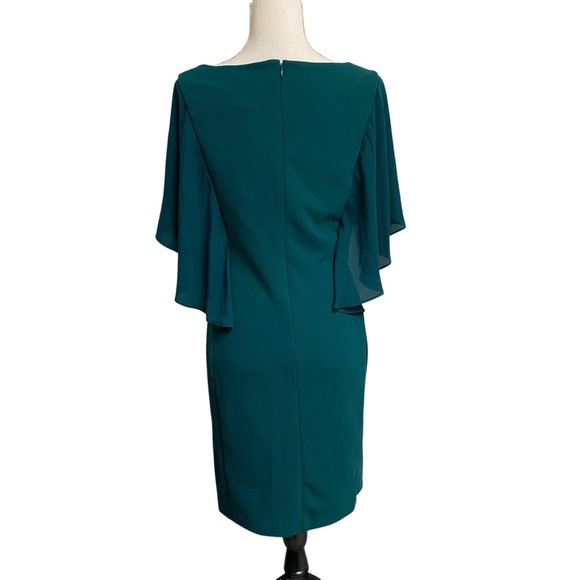 DKNY Emerald Green Sheath Dress Size 8 NWT Flutter Sleeve Cocktail Wedding Guest - Picture 8 of 13